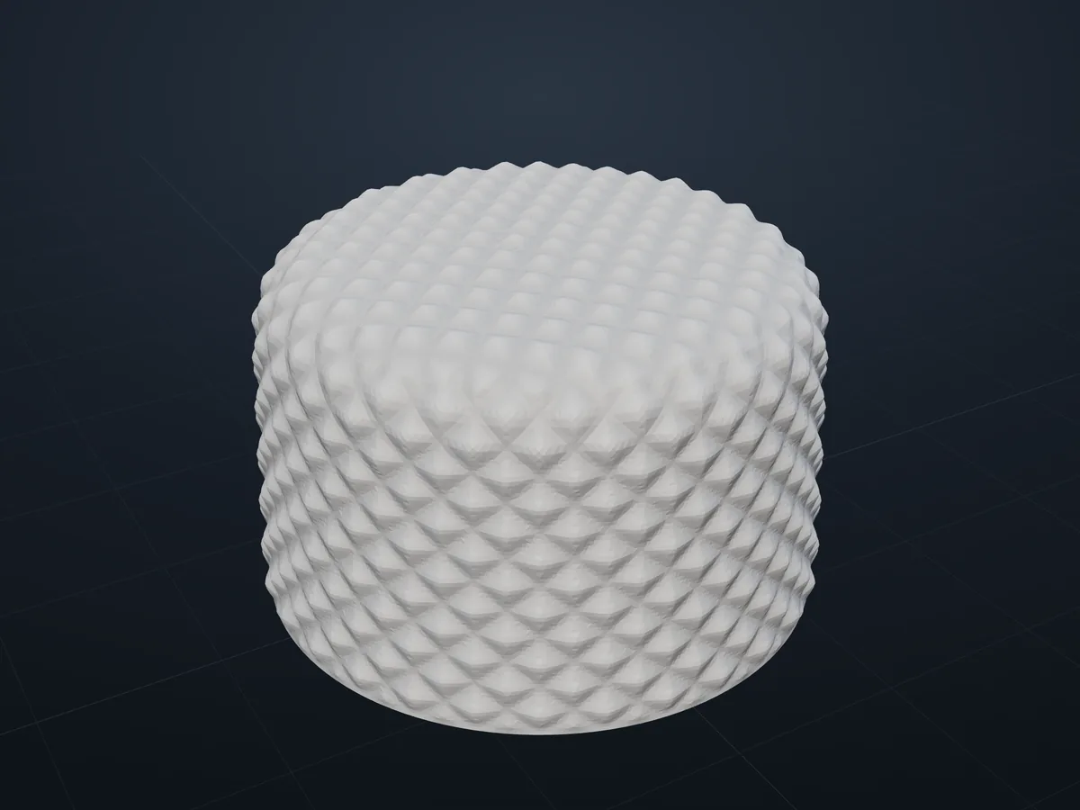 Vista 3D del texturizador: un pomo con textura de agarre